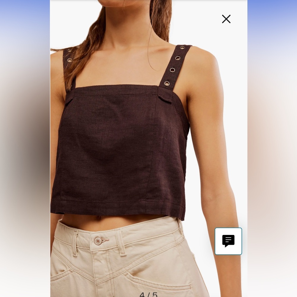 Free People Syd Grommet Crop Linen Blend Tank NWOT